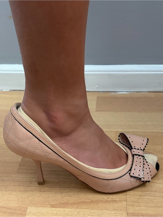 Dior Shoes - Christian Dior Patent Leather Quilted Heels Cannage Peep Toe 37.5 like New pumps